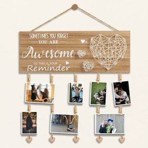 Wooden Picture Reminder Hanging Board Frame with Clips